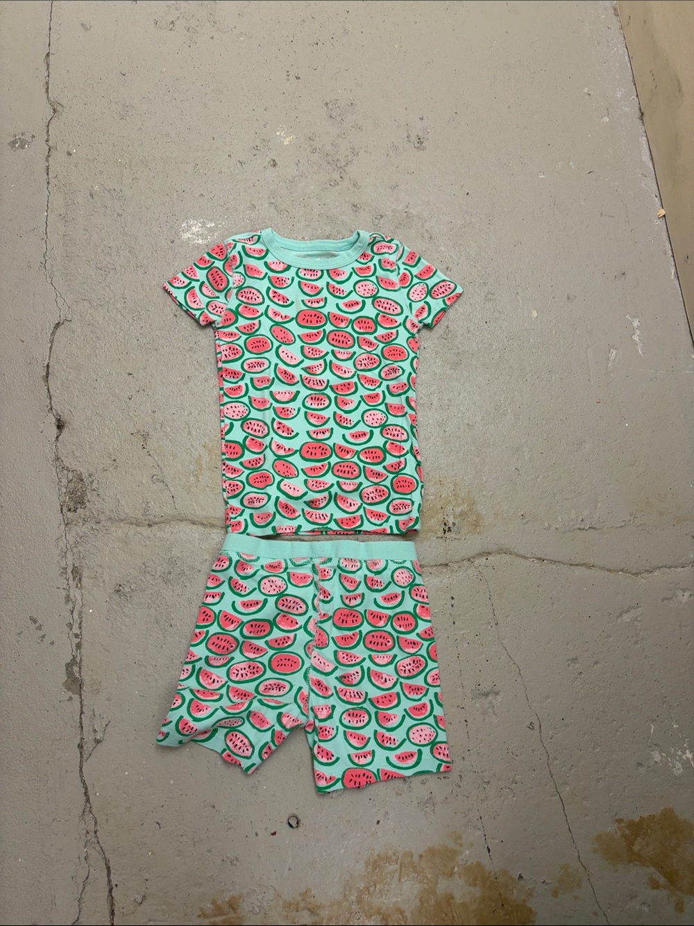 Crewcuts Mint and Pink Watermelon Pajama Set